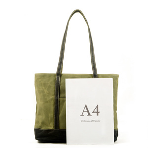 Bolso Vintage de Lona Encerada para Mujer, Bolso de Hombro de Estilo Informal Literario, Bolso de Mano para Axilas - Product Image 4