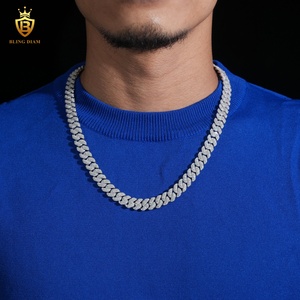 Catena Cubana Miami Iced Out da 10 mm <span class=keywords><strong>con</strong></span> Chiusura Personalizzata e Moissanite <span class=keywords><strong>in</strong></span> <span class=keywords><strong>Argento</strong></span> 925, Gioielli per Bracciali e Collane da Rapper - Product Image 4