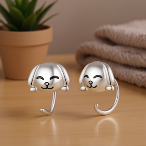 Pendientes con dibujo de perro, chapados en plata, aleación de zinc, joyería de moda unisex, regalo para mujeres y hombres - Product Image 2