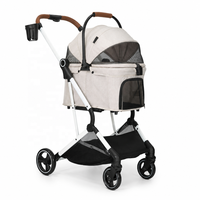 USMILEPET Haustier-Kinderwagen Abnehmbarer Träger Faltbar Ein-Klick-X-Rahmen Stoßdämpfende Räder Verdeck für Kleine und Mittlere Hunde