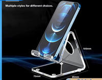 Support de téléphone créatif en acrylique double carré style INS, présentoir de comptoir en plastique transparent épaissi pour téléphones et pots
