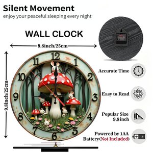 Round Wooden Wall <b>Clock</b> 25cm Casual Nordic Silent Home Decor <b>Clock</b> - Product Image 3