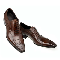 2024 Chaussures d'Affaires Oxford Homme en Cuir PU, Montantes, à Lacets, Tête Carrée, pour Mariage, avec Logo Personnalisé (MOQ 1)