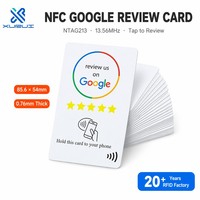 Carte NFC RFID programmable 13,56 MHz CR80 PVC Tap to Review Google Card avec puce encodée personnalisée pour usage professionnel