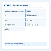 Convertisseur DC-DC Buck synchrone à niveau logique 30V 46A N-Channel MOSFET SMD-0.5 (TO-257) avec interrupteur de charge, équivalent IRLR3103