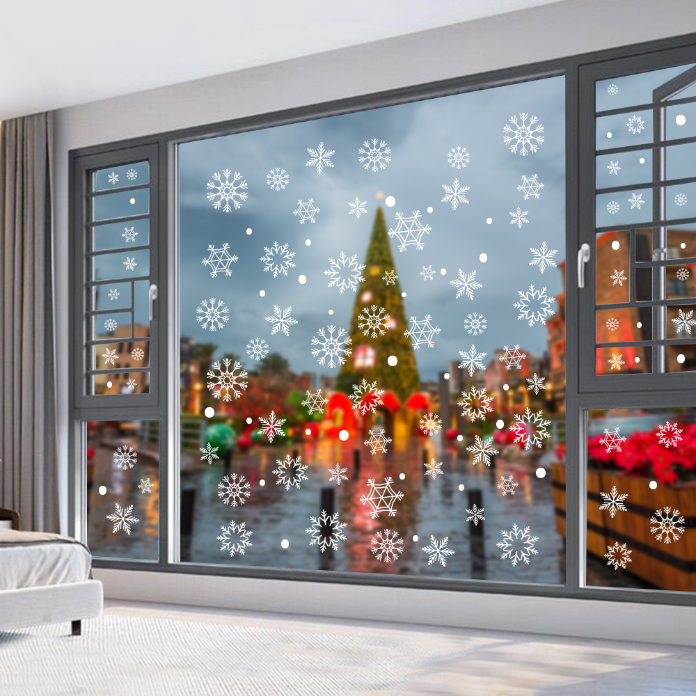 Copos De Nieve Para Ventanas De Vidrio, Decoraciones De Navidad