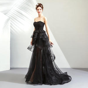 SWS944 kızlar için 2025 fırfır katmanlı tül katmanlar uzun balo kıyafetleri toptan - Product Image 3