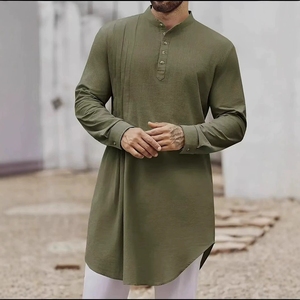 2025 nouveau moyen-orient <span class=keywords><strong>arabe</strong></span> décontracté mode ample Simple bouton <span class=keywords><strong>chemise</strong></span> hommes Robe musulmane - Product Image 2