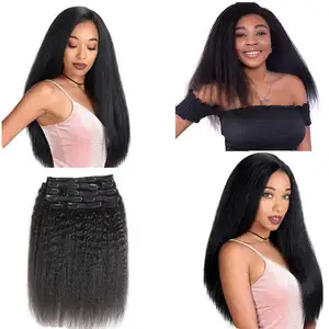 प्राकृतिक काले रंग गांठदार सीधे तितली बाल क्लिप, सहज क्लिप में बाल एक्सटेंशन काले महिलाओं के लिए, कुंवारी मानव क्लिप बाल