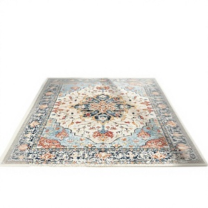 Alfombras Modernas de Poliéster, Diseño Floral Azul Grisáceo Vintage, Aptas para Mascotas, Antideslizantes, Suaves, de Pelo Corto, Rectangulares, para Sala de Estar - Product Image 4