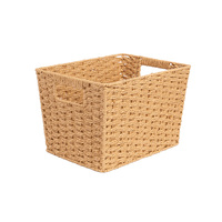 Panier de rangement rectangulaire moderne en corde de papier tressée, fait main, écologique, pour l'organisation du bureau, du maquillage et de la cuisine à la maison