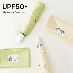 Parapluie de soleil décontracté ultra-léger pour femme avec poche, protection UV, compact, portable, ouverture entièrement automatique, six plis, en polyester - Product Image 4