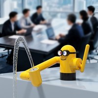 Robinet de lavabo pliable en laiton jaune anti-éclaboussures, eau chaude et froide, économie d'eau, durable, à poser sur le comptoir
