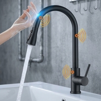 Robinet de cuisine intelligent à capteur automatique, finition nickel brossé, rotation à 360 degrés, pulvérisateur anti-éclaboussures, sans plomb