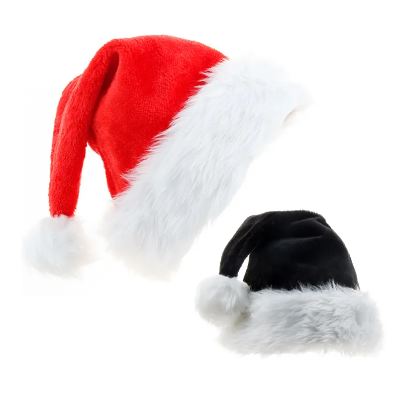 Festival Party Merry Xmas Snow flake Red Black Velvet Plush Fabric Kids Santa Christmas Hats For Adults