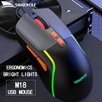 SMAILWOLF M18 Souris de jeu filaire 7 boutons 4 niveaux de DPI réglables Rétroéclairage RVB Ergonomique Souris USB pour PC portable