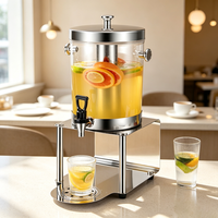 Distributeur de jus en acier inoxydable FLEY avec réservoir couvert, robinet et support surélevé pour hôtel, buffet, restaurant, service de traiteur