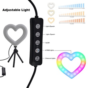 Luz de Escritorio Portátil con Clip en Forma de Corazón de 6 Pulgadas, Luz para Selfies, Tres Modos, Mini Anillo de Luz LED RGB en Forma de Corazón - Product Image 4