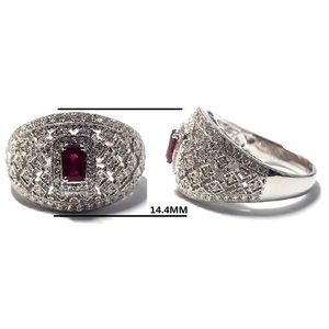 Bague antique en or blanc 18 carats avec de vrais diamants, émeraude et rubis, bijoux africains vintage pour femmes, cadeau de mariage - Product Image 2