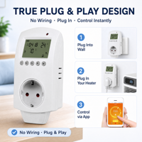 Enchufe programable para sistema de casa inteligente, enchufe de termostato con función Wifi