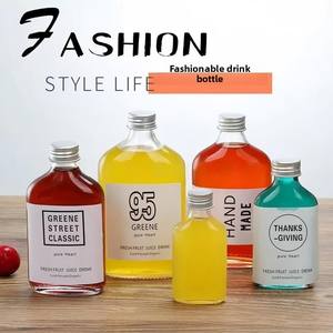 Bouteille en verre cylindrique <span class=keywords><strong>vide</strong></span> transparente de 50 ml à 500 ml pour café froid, jus, eau, <span class=keywords><strong>vin</strong></span>, lait, avec <span class=keywords><strong>bouchon</strong></span> à vis et impression sérigraphique - Product Image 3