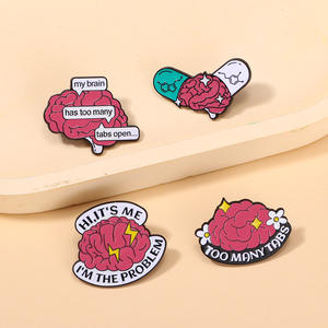Broches antiluz <span class=keywords><strong>de</strong></span> órgano <span class=keywords><strong>de</strong></span> 4 estilos, insignias <span class=keywords><strong>de</strong></span> solapa, intestinos <span class=keywords><strong>de</strong></span> cerebro rosa, órganos humanos, letras, demasiadas pestañas, alfileres <span class=keywords><strong>de</strong></span> esmalte suave <span class=keywords><strong>de</strong></span> Metal - Product Image 1