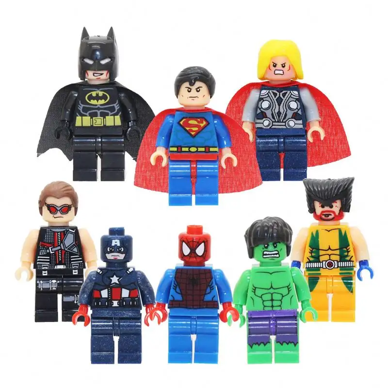 Популярные блочные фигурки супергероев, мини-персонажи, совместимые с ведущими брендами, строительные игрушки