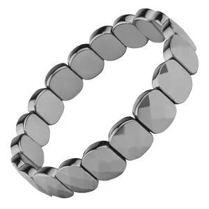 Wollet Wholesale multiform Loop Braid Raw Hematite Stone Beads Bracelet