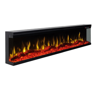 Cheminée électrique murale <span class=keywords><strong>panoramique</strong></span> moderne à 3 faces avec chauffage intégré pour salon - Product Image 1