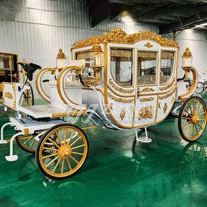Carruaje de caballos real de Boda sin caballos eléctrico dorado de lujo más Popular, carro de caballos de turismo antiguo de 4 ruedas - Product Image 4