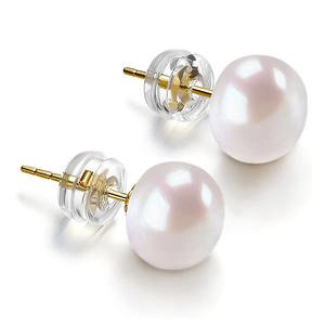 Boucles d'oreilles clous E2417, perles rondes imitation nacrées blanches de 6 mm, sertissage clos, classiques pour femme, usage quotidien - Product Image 5