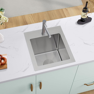 Lavello da cucina di piccole <span class=keywords><strong>dimensioni</strong></span> in acciaio inox quadrato sopra il bancone lavelli con foro personalizzato lavelli da cucina per uso domestico - Product Image 1