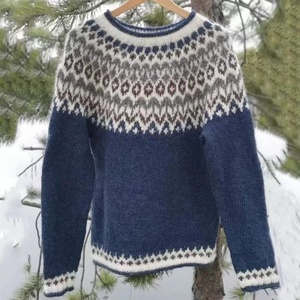 Pulls pour femmes, motif Fair Isle Robin, col rond, tricot, résistant aux plis, chaud pour l'extérieur, Noël - Product Image 6