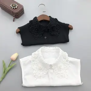 High-density Milk Water-soluble Silk Embroidery Large Collar Design Women Detachable Half Shirt Fake Collar