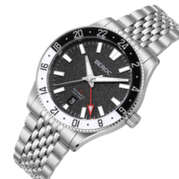 Montre automatique GMT personnalisée de luxe, acier inoxydable 316L, montres mécaniques pour hommes, lunette en cristal saphir, fermoir réglable, OEM