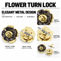 Kancing Kunci Tas Logam Bentuk Bunga Plum Enamel Emas Mengkilap, Model Alloy FloralPlum, untuk Tas Tangan, Custom OEM