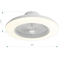Ventilador de Techo LED Inteligente con Control Remoto, Diseño Moderno, Alto CRI 80, Eficiencia Energética, Regulable, 30W/72W, 3000K-7300K, Color