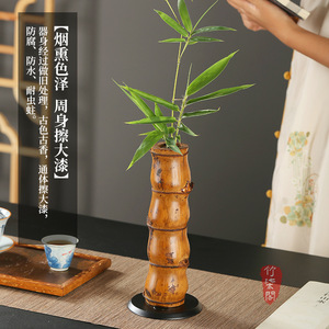 Buddha Belly Bamboo Flower Vase Lacquered Round Zen Decorative Vase For Chinese New Year Gift - Product Image 4