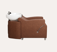Fauteuil de lavage moderne brun foncé pour salons de beauté et salons de coiffure – Station de lavage des cheveux