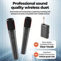 Set Mikrofon Nirkabel Ganda VOXFULL JB12 2.4G, Dapat Diisi Ulang, dengan Receiver Plug-in untuk Speaker Mixer