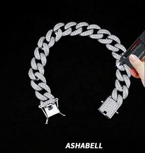 Cadena Cubana de Plata 925 con Diamantes Moissanite que Pasan el Test de Diamantes, Cadena Cubana de Oro de 18k con Incrustaciones de Diamantes para Hombre, Estilo Hip Hop - Product Image 1