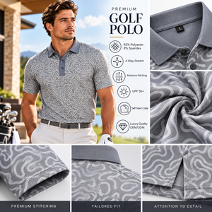 Polo de golf personnalisé haut de gamme 92% polyester 8% élasthanne extensible dans les 4 sens anti-humidité UPF col en tissu de qualité supérieure OEM - Product Image 2