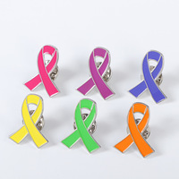Épingle en émail dur souple avec logo personnalisé en gros Épingles de sensibilisation au cancer du sein Badge Épingles en émail à ruban rose en métal