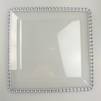 Assiettes de présentation carrées en plastique transparent à perles pour fêtes, mariages et événements – Décoration de table