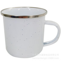 Tasses en émail, mugs à transfert thermique avec des points noirs et blancs, designs bicolores en émail avec bordures dorées et argentées