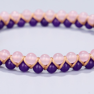 Gold Stainless Steel <strong>Dreamcatcher</strong> Jewelry Agate Pink Crystal Energy Natural Stone Beads Two Double Layers <strong>Bracelet</strong> for Women - Product Image 4
