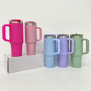 Blank Sublimation Macaroon White 40oz Vacuum Insulated Leak Spill Proof Tumbler <b>Cups</b> Mug with Removable Flip Straw Lid - Product Image 3