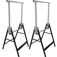 2x Heavy Duty 200kg Entièrement Réglable Leg Metal Saw Cheval Acier Pliant Travail Tréteaux Stand Menuiserie Travail Banc