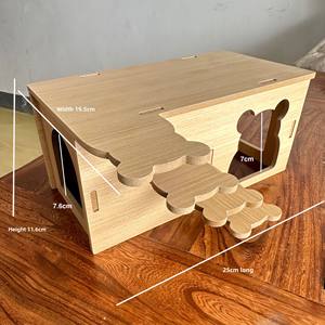 Grande maison en bois pour hamsters dorés, perroquets, cochons d'Inde, cage et cachette pour animaux de compagnie, nid de sommeil modèle A10, fournitures complètes pour animaux de compagnie - Product Image 4