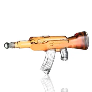 800ml AK47 rifle gun shaped glass decanter / unique gun shaped wine glass bottle